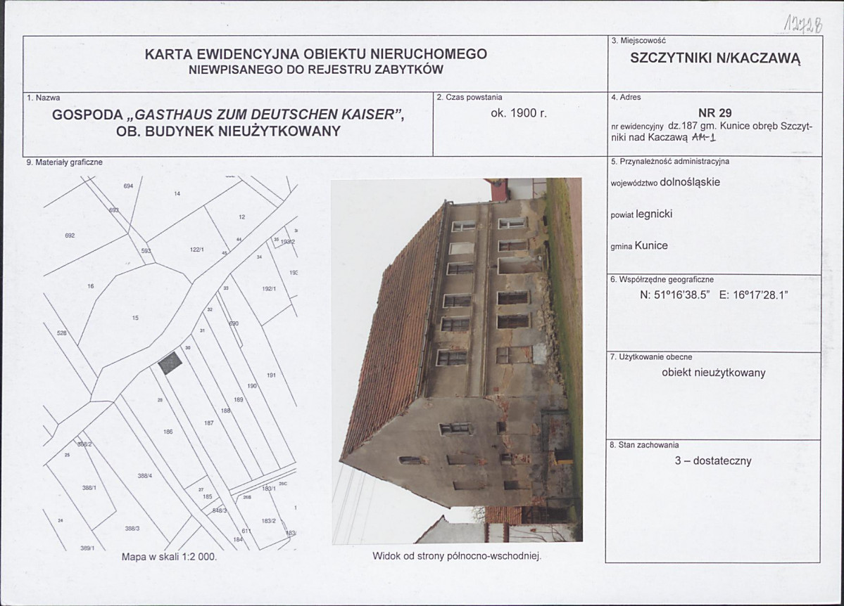KEZN - Karta obiektu niewpisanego do rejestru, skan nr 1