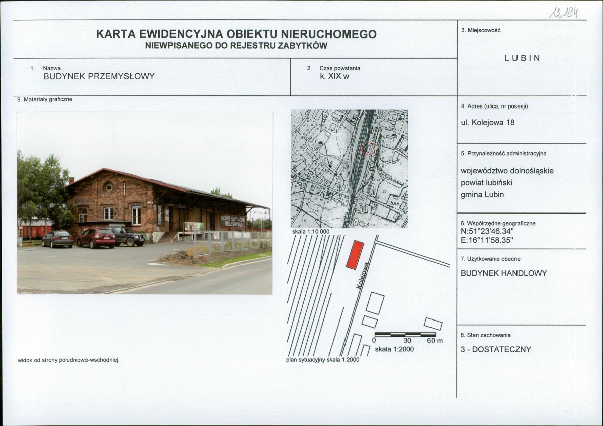 Karta obiektu niewpisanego do rejestru, skan nr 1