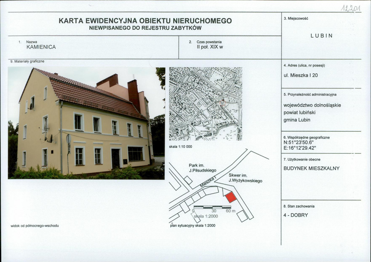 Karta obiektu niewpisanego do rejestru, skan nr 1
