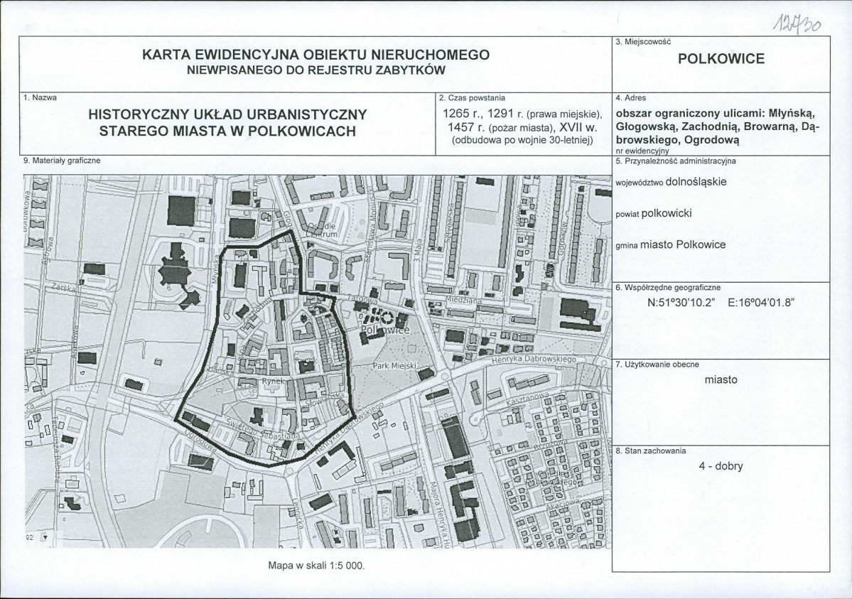 Karta obiektu niewpisanego do rejestru, skan nr 1