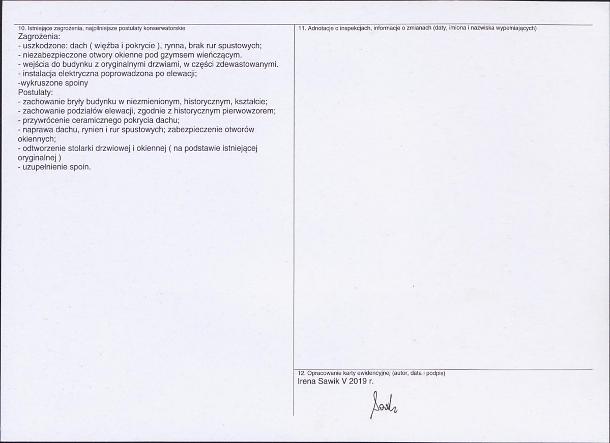 Karta obiektu niewpisanego do rejestru, skan nr 2