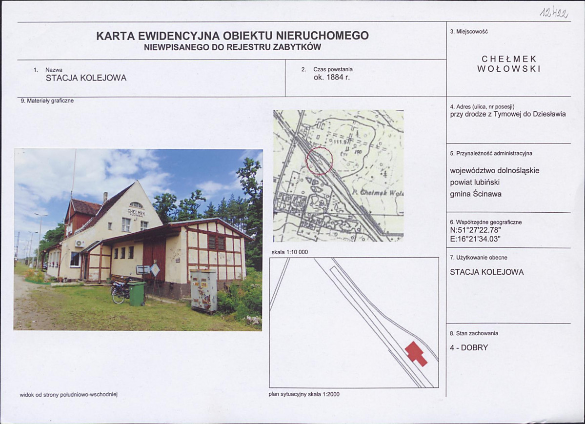 Karta obiektu niewpisanego do rejestru, skan nr 1