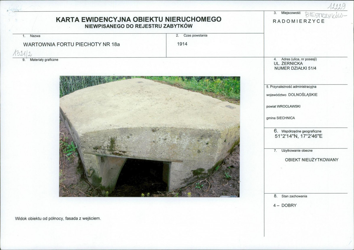 KEZN - Karta obiektu niewpisanego do rejestru, skan nr 1