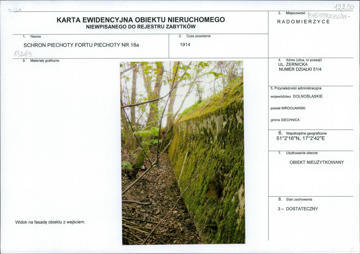 KEZN - Karta obiektu niewpisanego do rejestru, skan nr 1