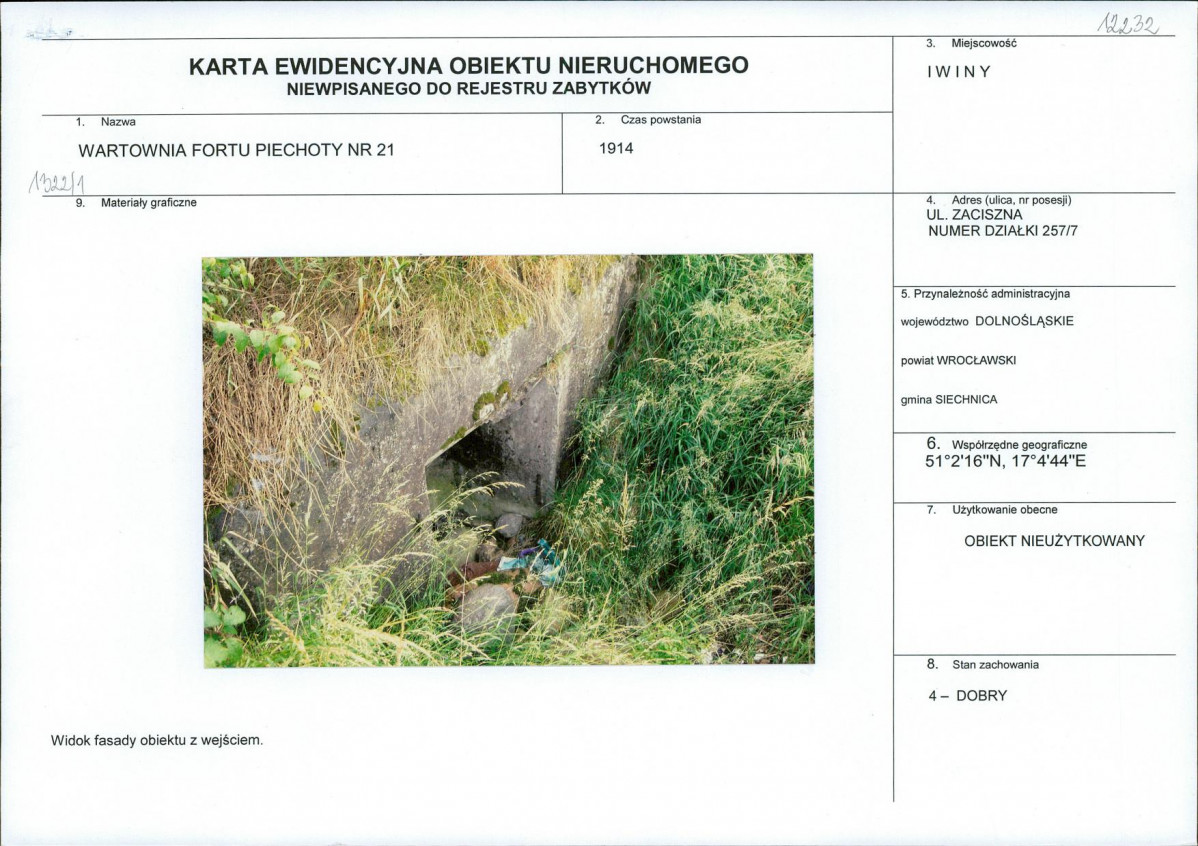 Karta obiektu niewpisanego do rejestru, skan nr 1