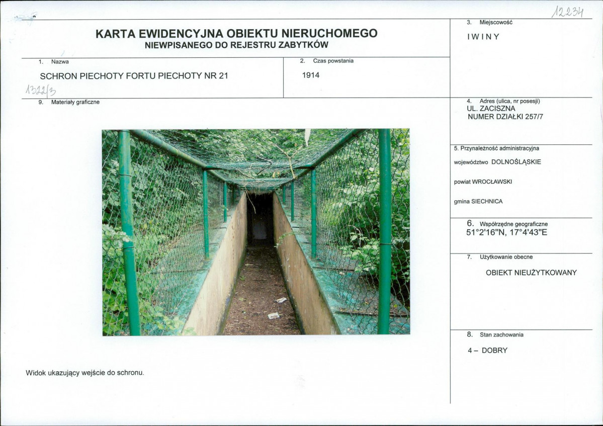 Karta obiektu niewpisanego do rejestru, skan nr 1