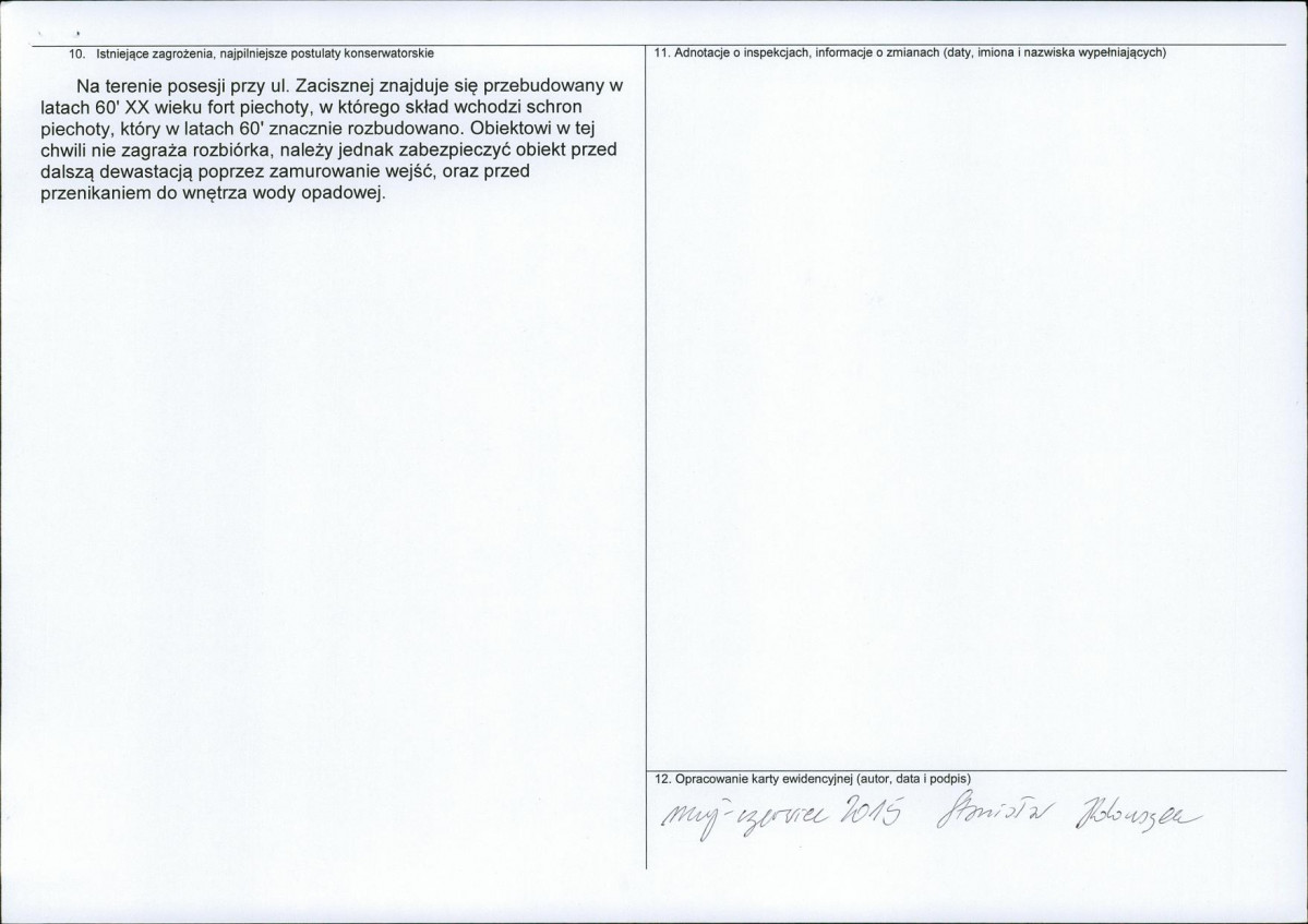 Karta obiektu niewpisanego do rejestru, skan nr 2