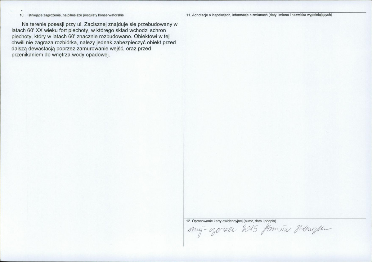 Karta obiektu niewpisanego do rejestru, skan nr 2