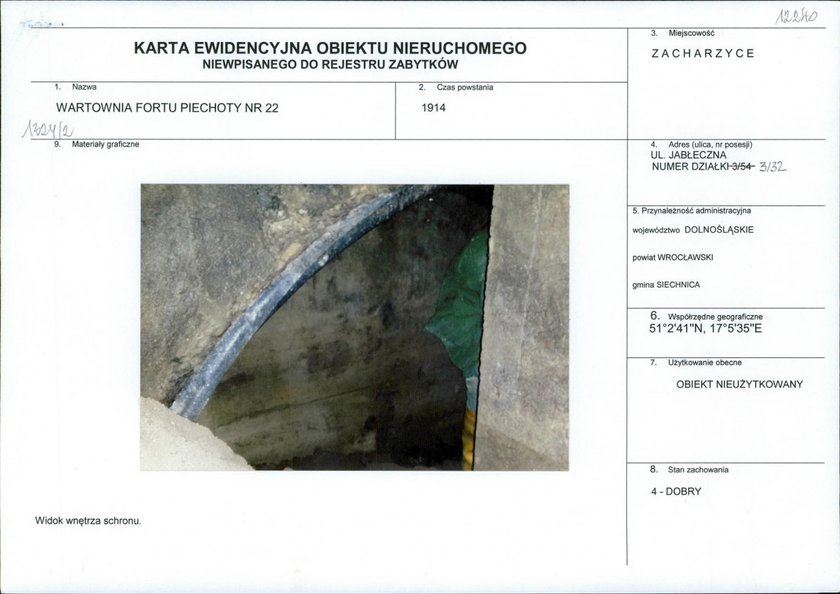 Karta obiektu niewpisanego do rejestru, skan nr 1