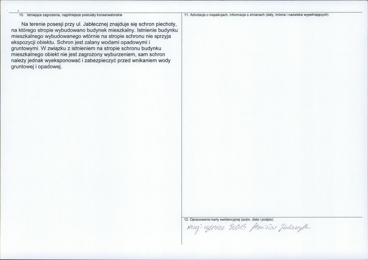 Karta obiektu niewpisanego do rejestru, skan nr 2