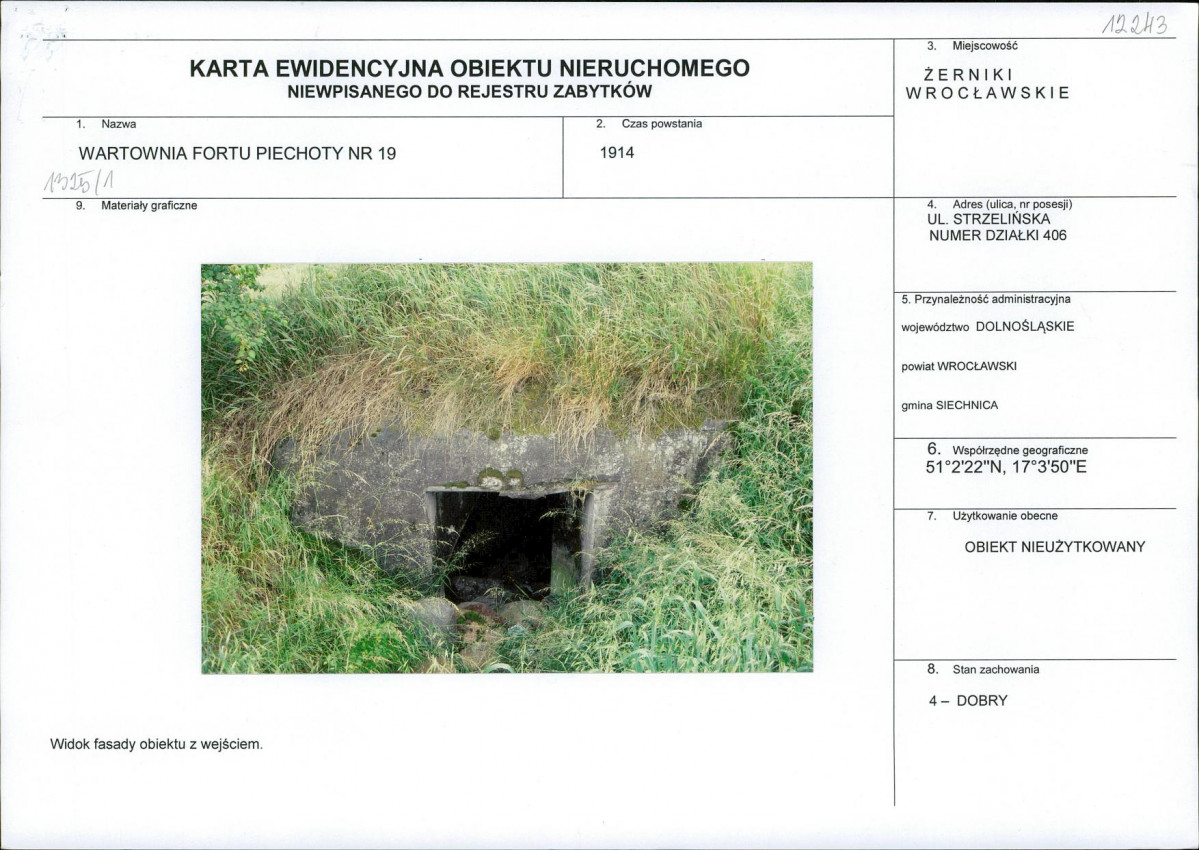 Karta obiektu niewpisanego do rejestru, skan nr 1