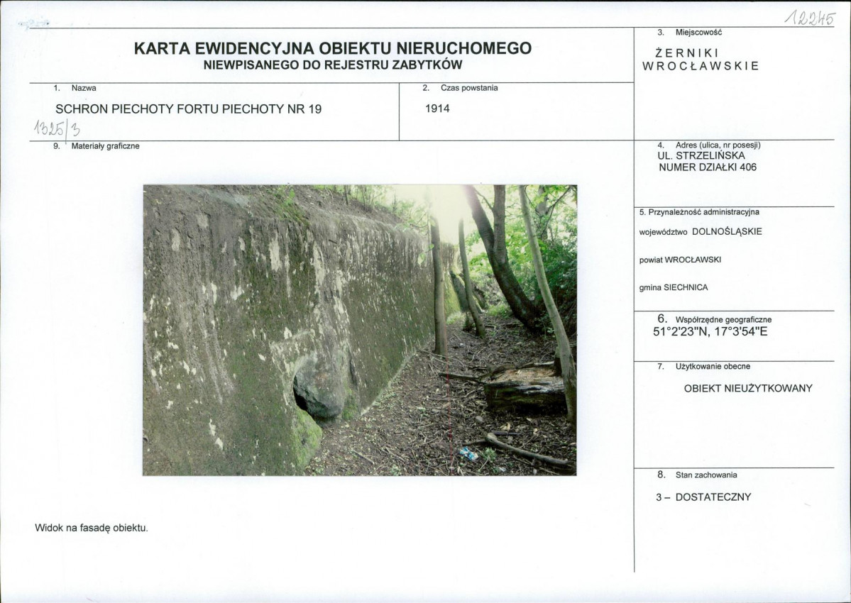 Karta obiektu niewpisanego do rejestru, skan nr 1