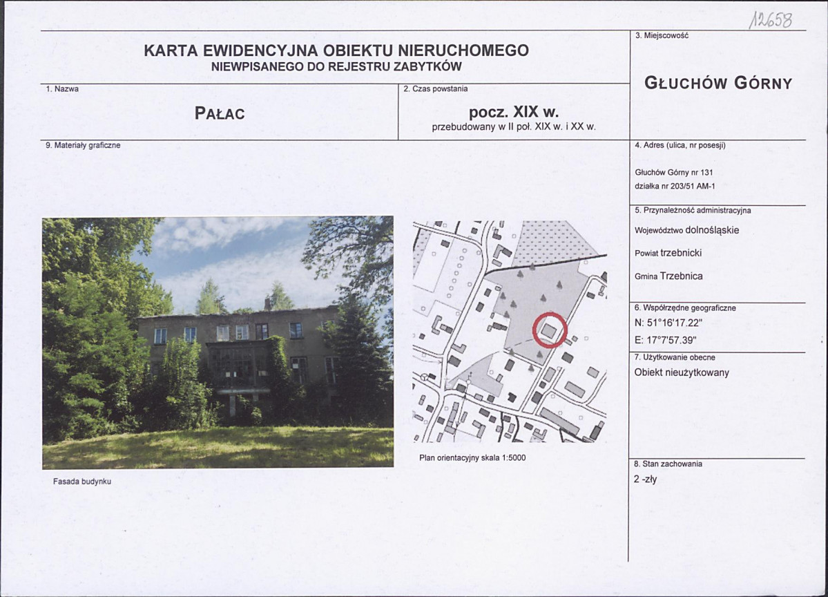 Karta obiektu niewpisanego do rejestru, skan nr 1