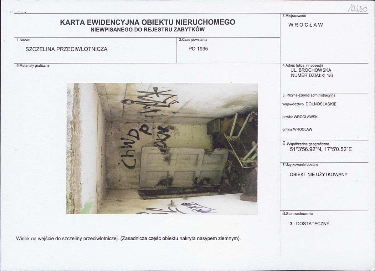 Karta obiektu niewpisanego do rejestru, skan nr 1