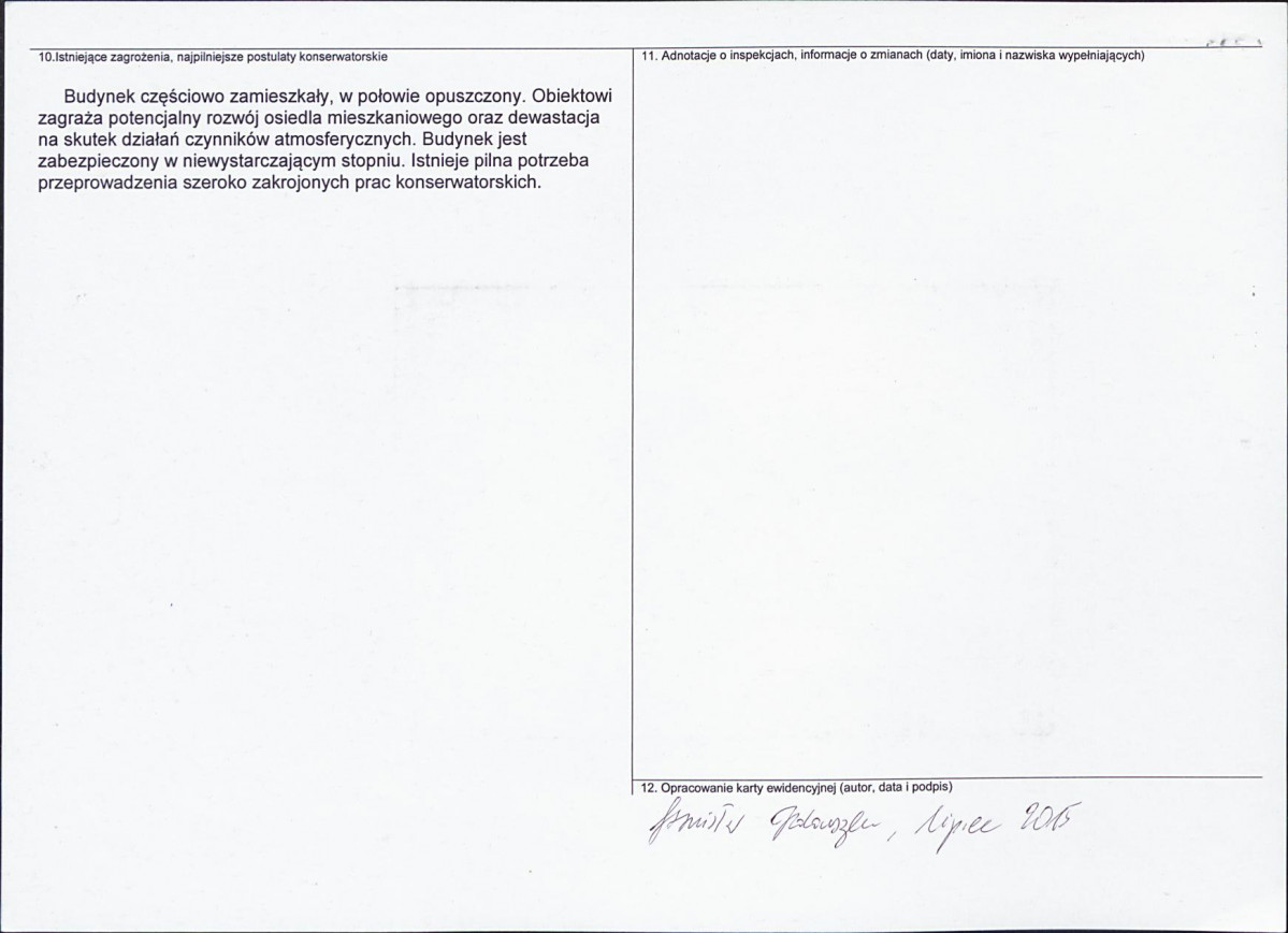 Karta obiektu niewpisanego do rejestru, skan nr 2