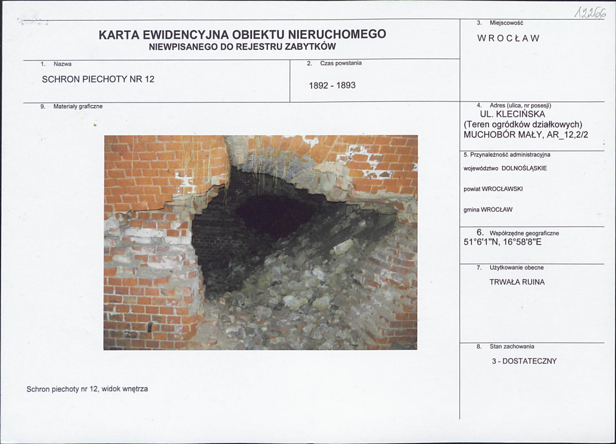 Karta obiektu niewpisanego do rejestru, skan nr 1