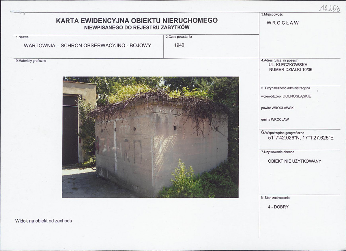 Karta obiektu niewpisanego do rejestru, skan nr 1
