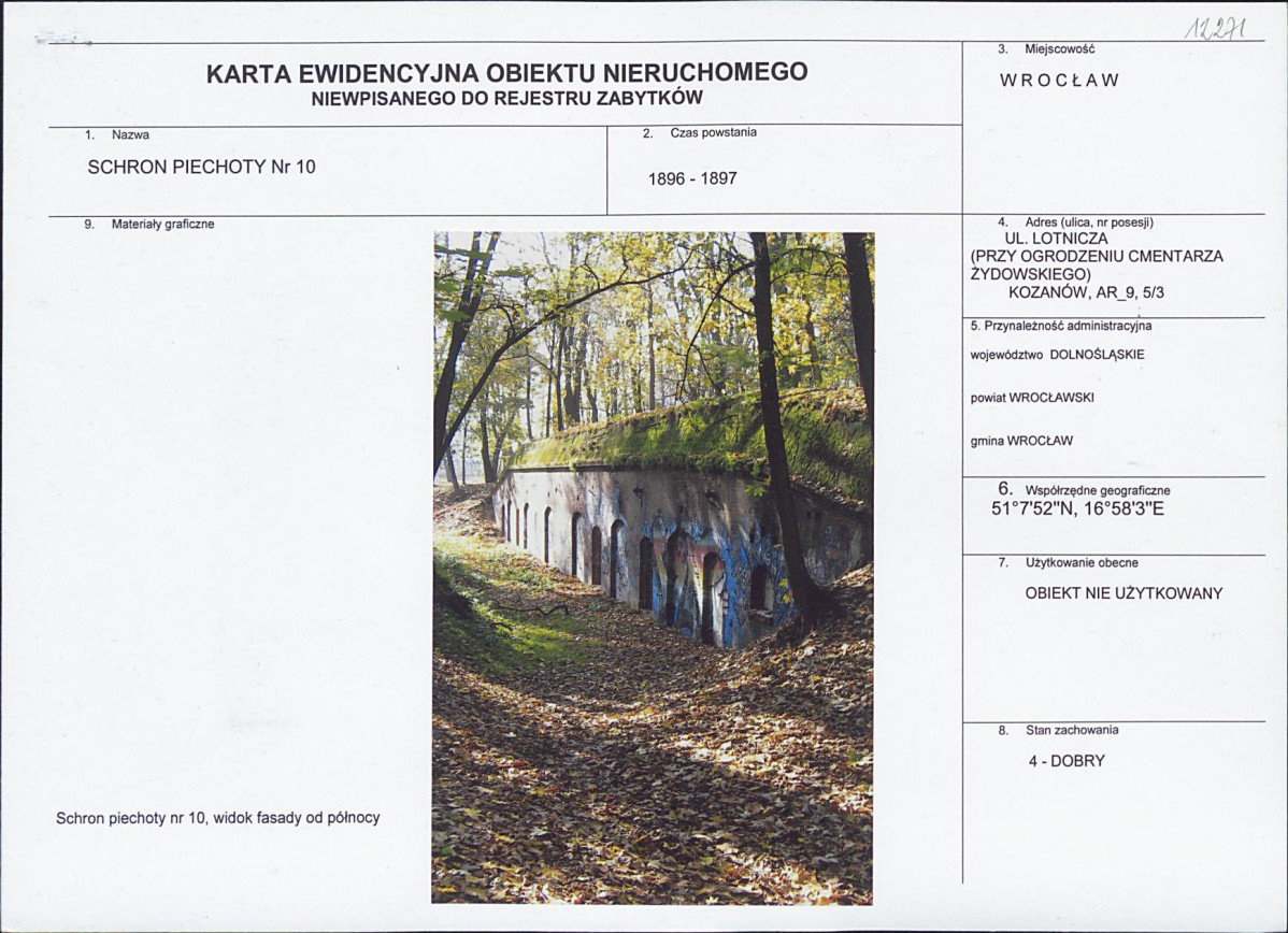Karta obiektu niewpisanego do rejestru, skan nr 1