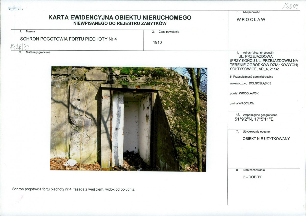 Karta obiektu niewpisanego do rejestru, skan nr 1