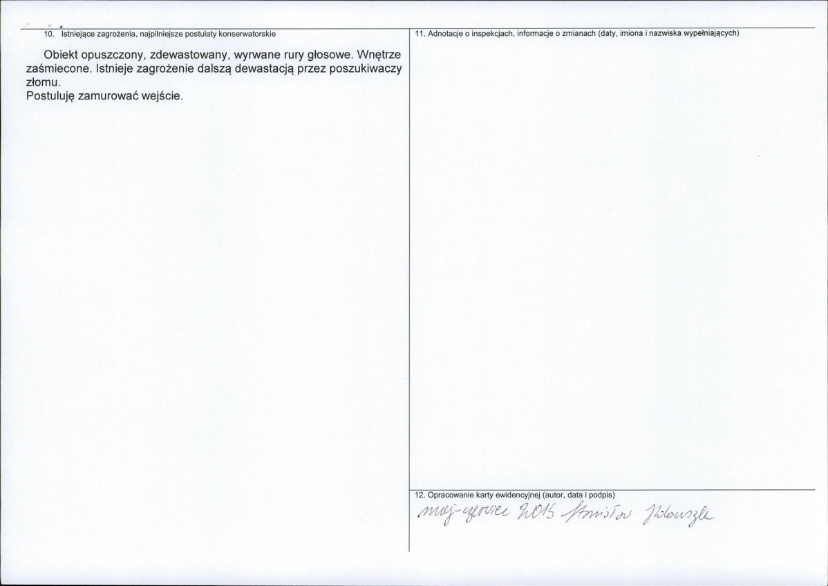 Karta obiektu niewpisanego do rejestru, skan nr 2