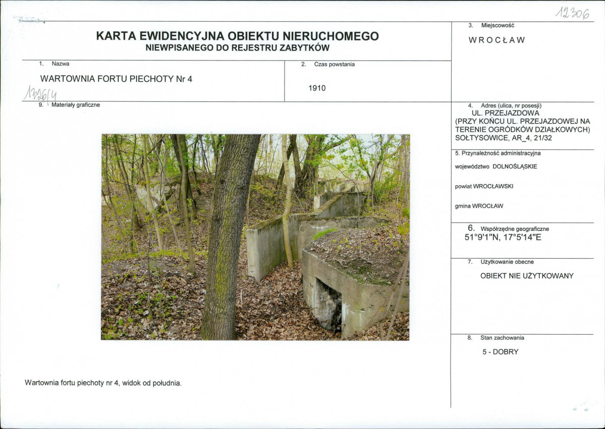 Karta obiektu niewpisanego do rejestru, skan nr 1