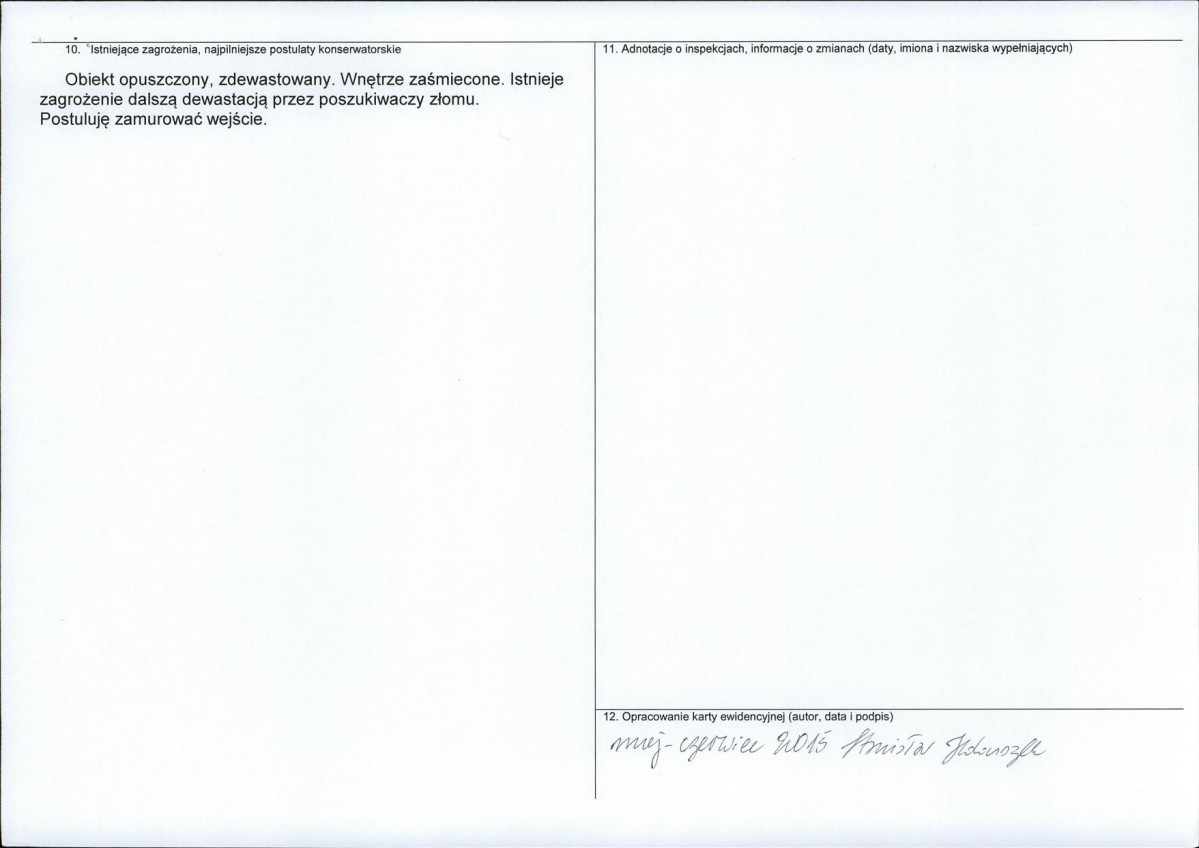 Karta obiektu niewpisanego do rejestru, skan nr 2