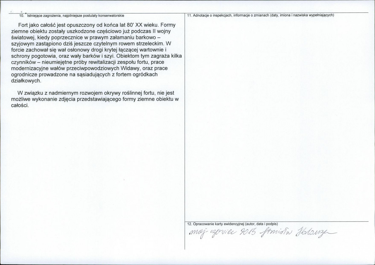 Karta obiektu niewpisanego do rejestru, skan nr 2