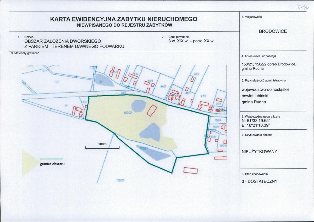 Karta obiektu niewpisanego do rejestru, skan nr 1