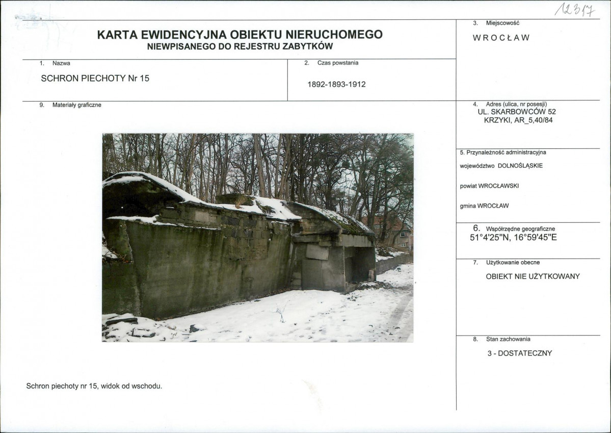 Karta obiektu niewpisanego do rejestru, skan nr 1