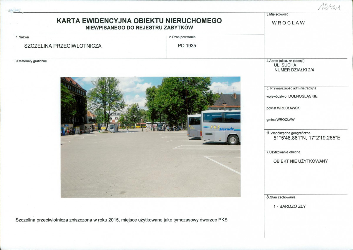 Karta obiektu niewpisanego do rejestru, skan nr 1