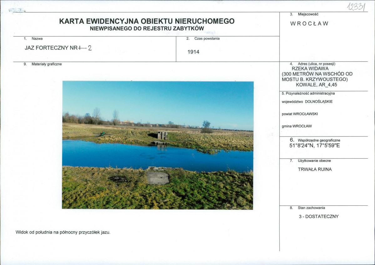 Karta obiektu niewpisanego do rejestru, skan nr 1