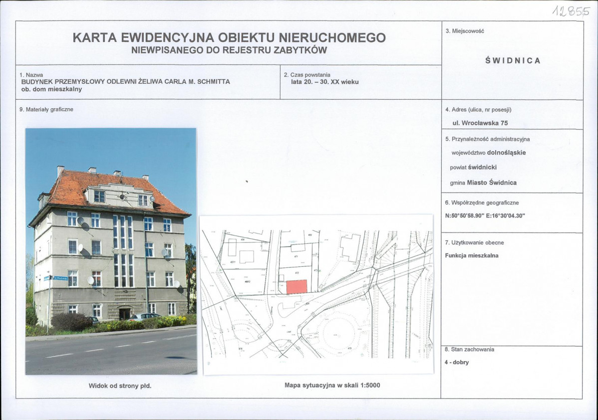 Karta obiektu niewpisanego do rejestru, skan nr 1