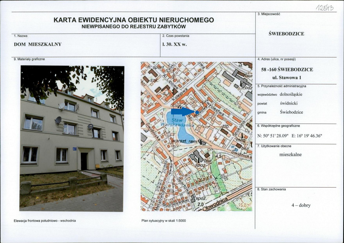 Karta obiektu niewpisanego do rejestru, skan nr 1