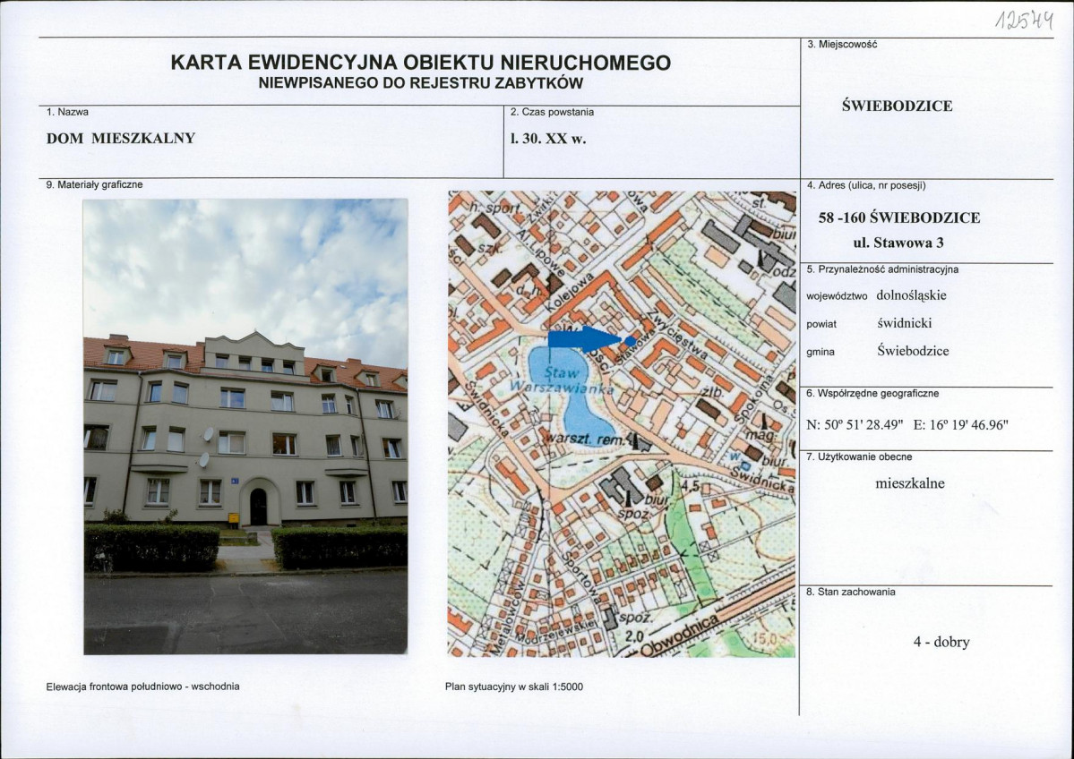 Karta obiektu niewpisanego do rejestru, skan nr 1