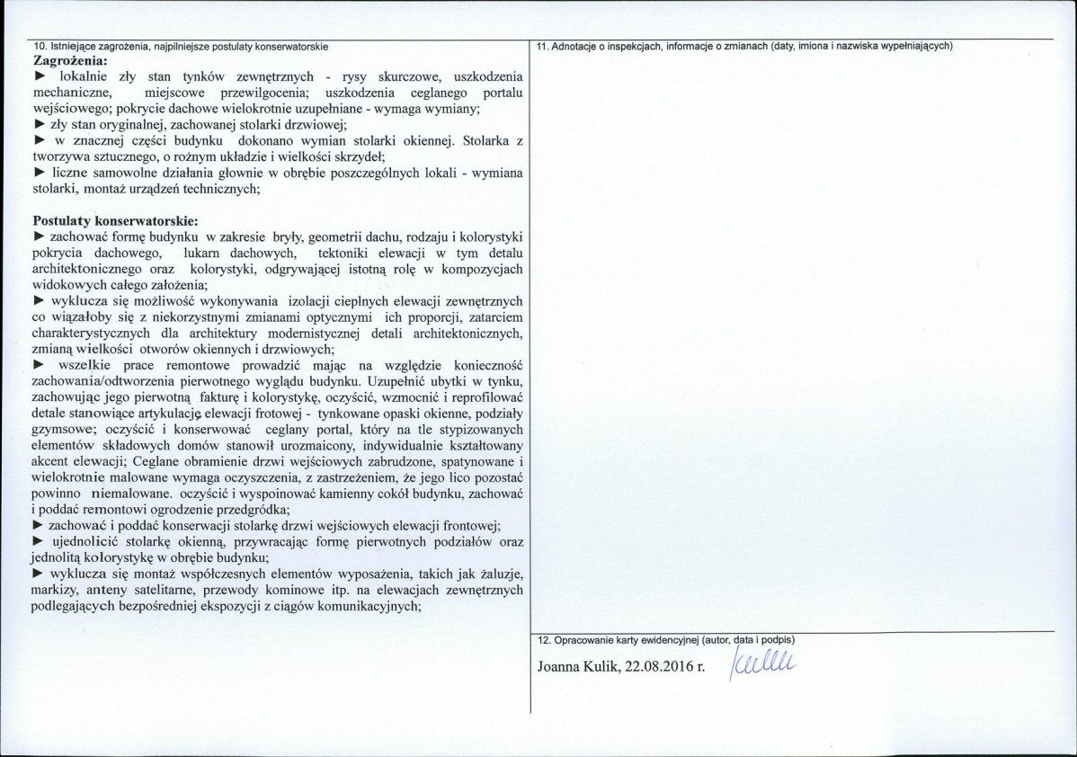 Karta obiektu niewpisanego do rejestru, skan nr 2