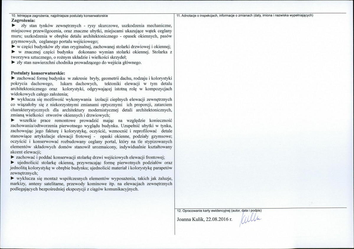 Karta obiektu niewpisanego do rejestru, skan nr 2