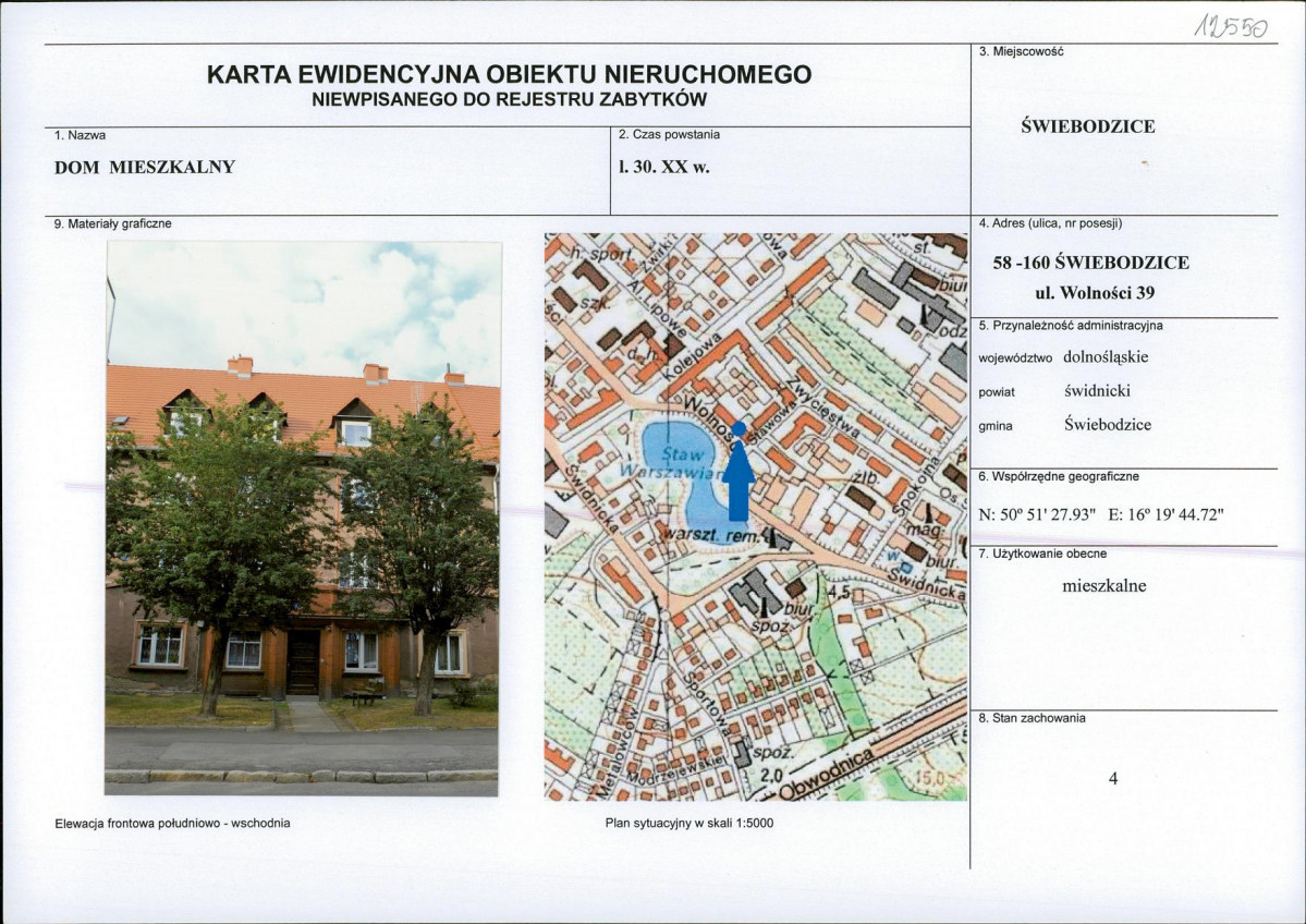 Karta obiektu niewpisanego do rejestru, skan nr 1