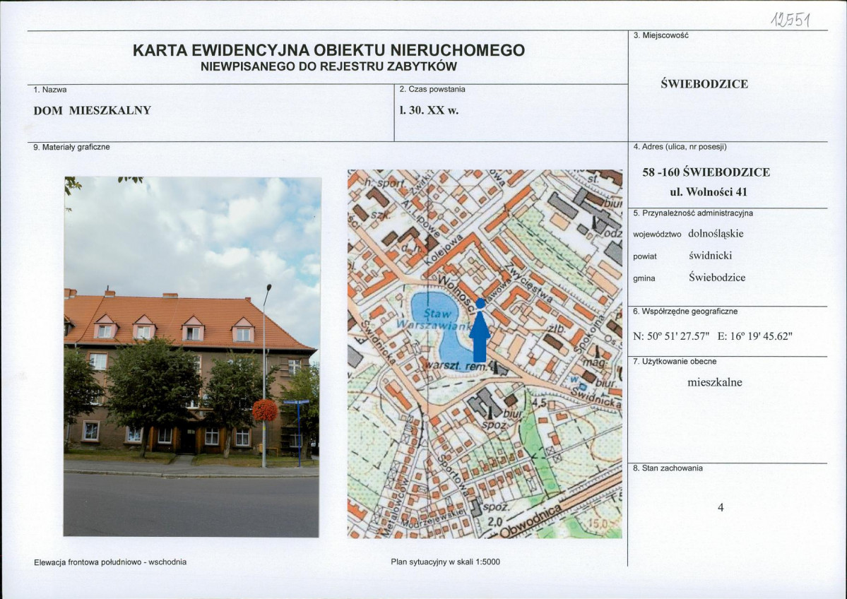 Karta obiektu niewpisanego do rejestru, skan nr 1