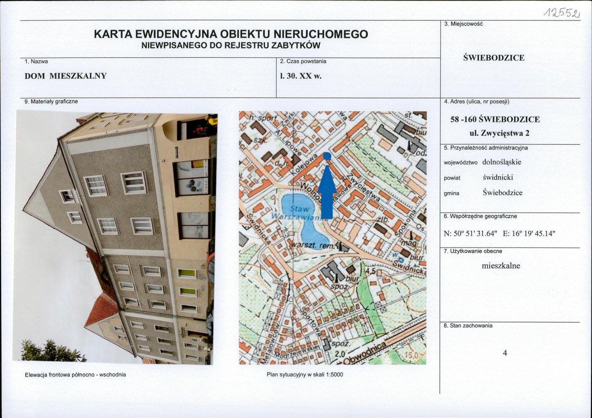 Karta obiektu niewpisanego do rejestru, skan nr 1