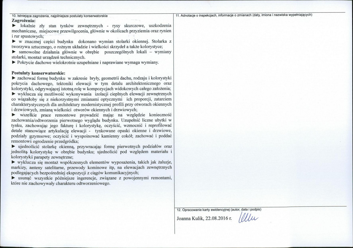 Karta obiektu niewpisanego do rejestru, skan nr 2
