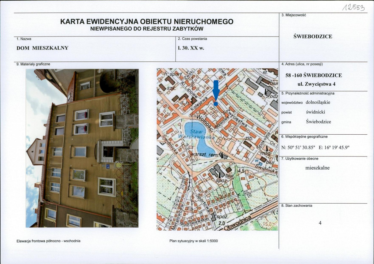 Karta obiektu niewpisanego do rejestru, skan nr 1