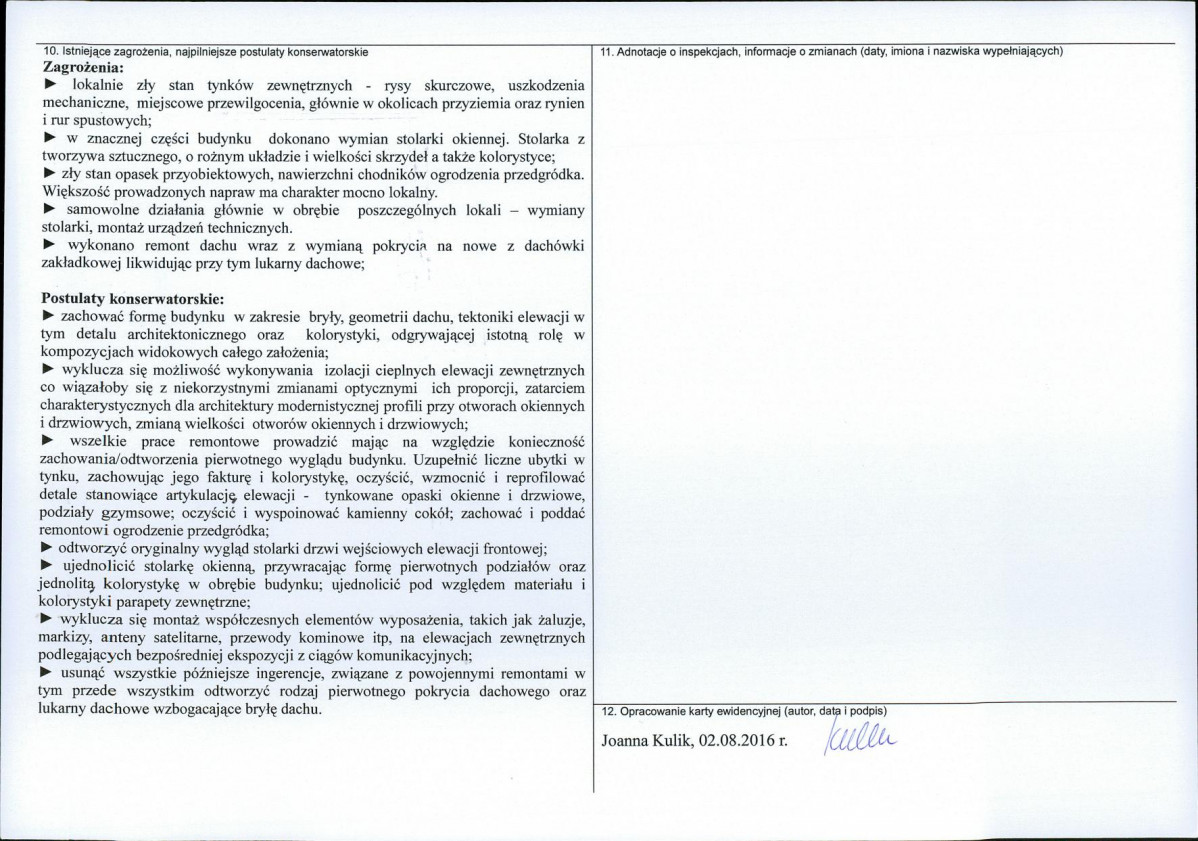 Karta obiektu niewpisanego do rejestru, skan nr 2