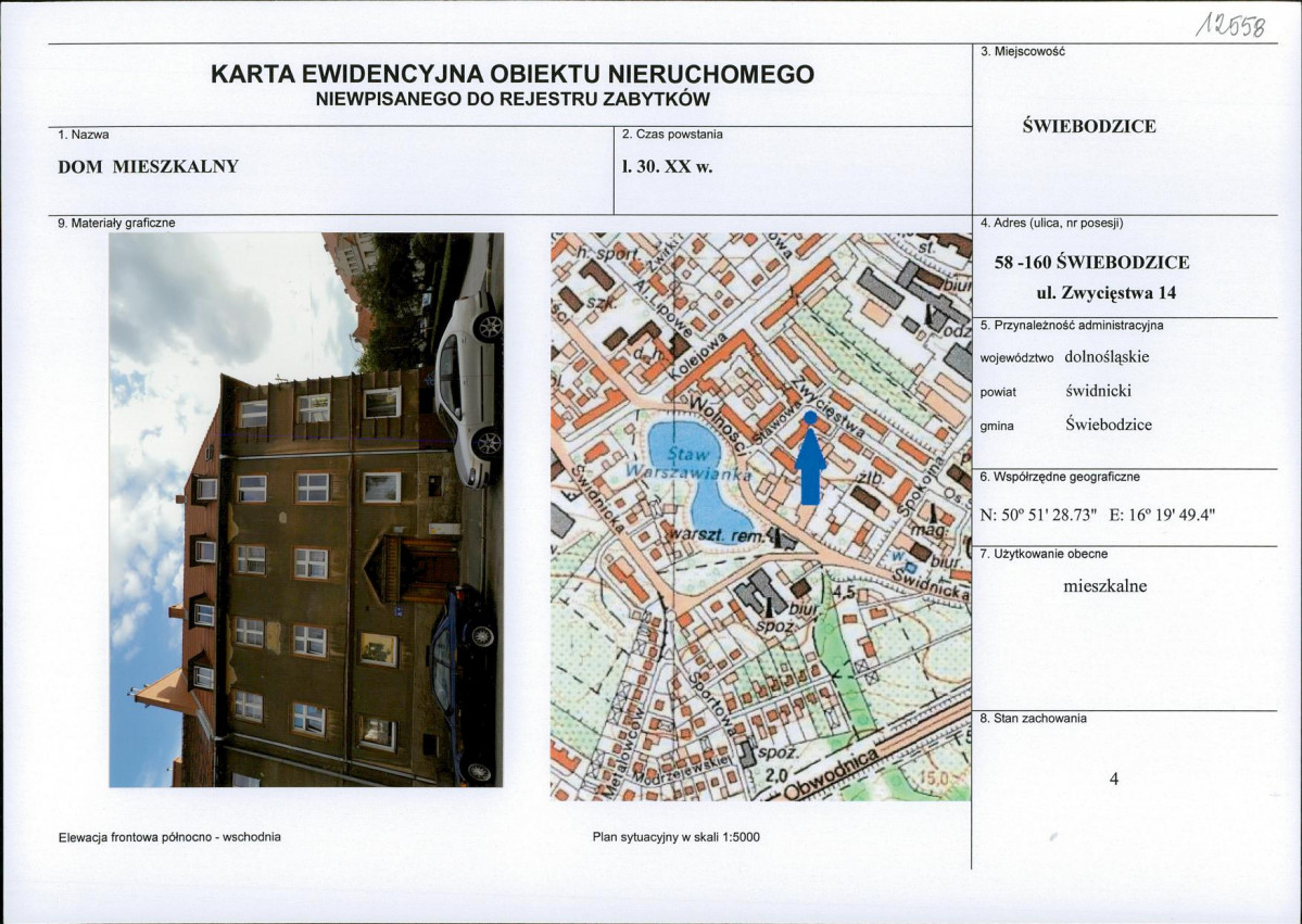 Karta obiektu niewpisanego do rejestru, skan nr 1