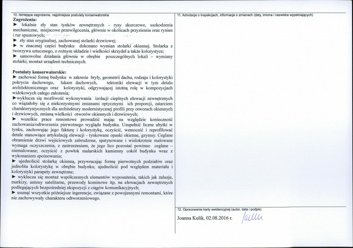 Karta obiektu niewpisanego do rejestru, skan nr 2