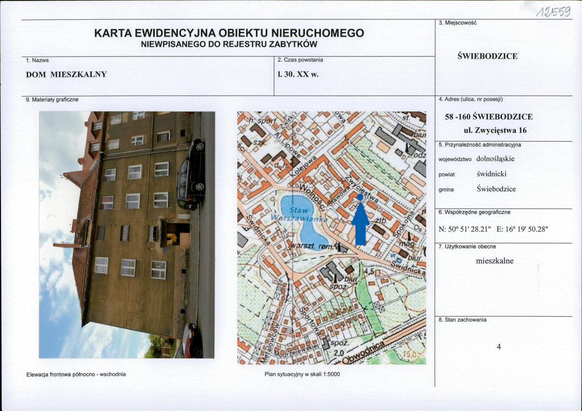 Karta obiektu niewpisanego do rejestru, skan nr 1