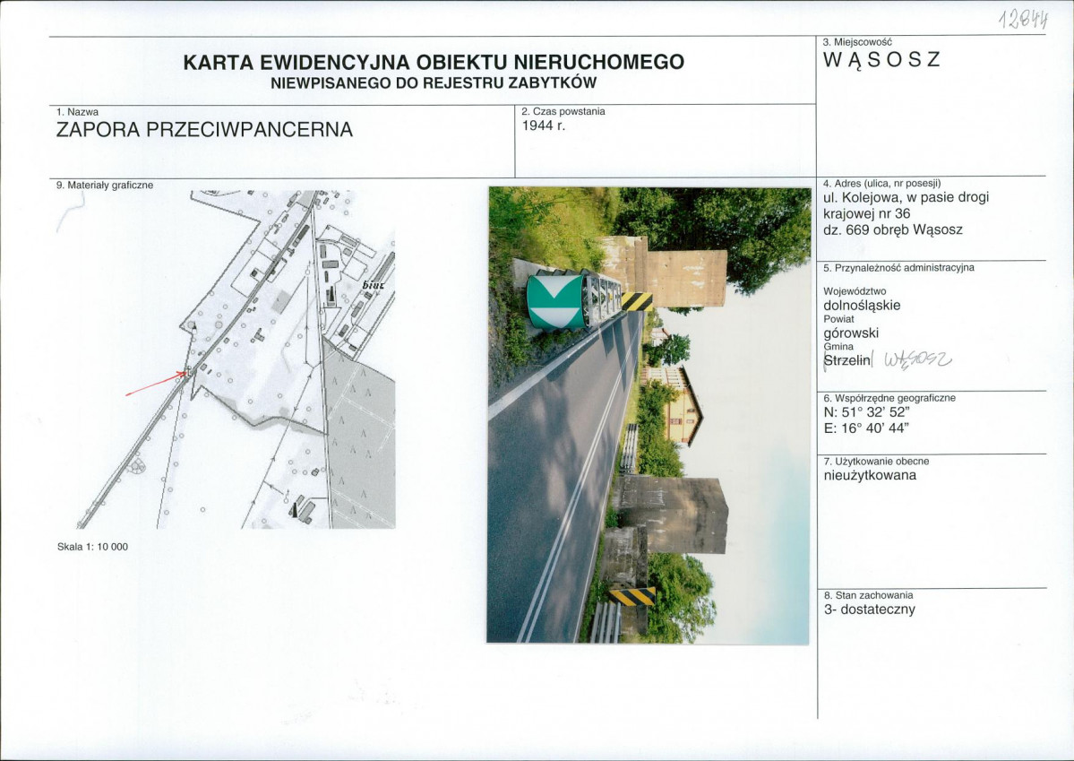 Karta obiektu niewpisanego do rejestru, skan nr 1