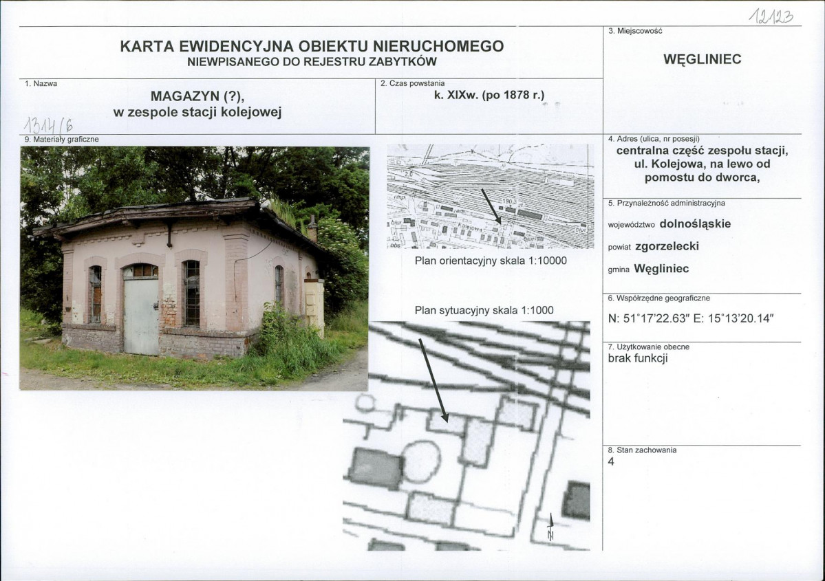 Karta obiektu niewpisanego do rejestru, skan nr 1