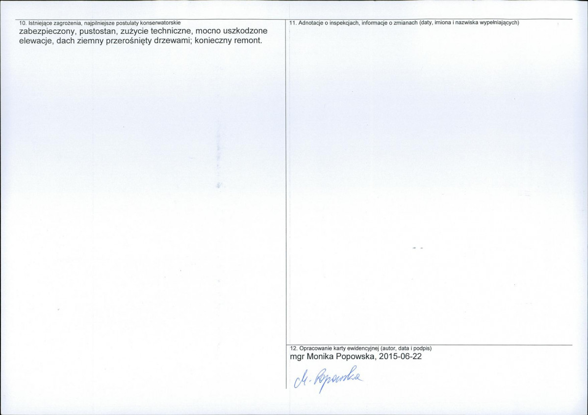 KEZN - Karta obiektu niewpisanego do rejestru, skan nr 2