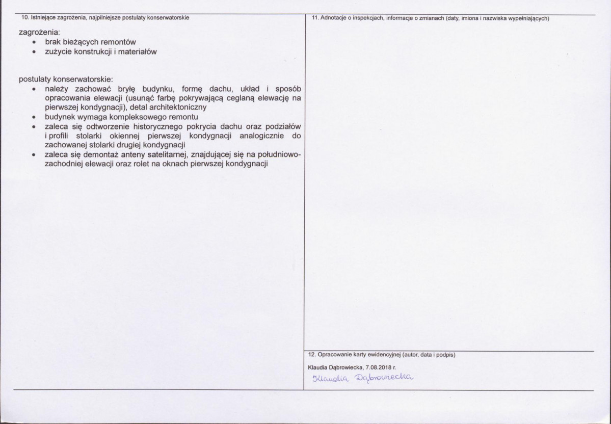 Karta obiektu niewpisanego do rejestru, skan nr 2