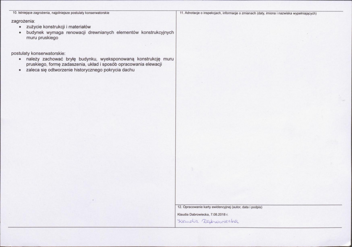Karta obiektu niewpisanego do rejestru, skan nr 2